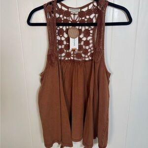 Earthbound Tan Crochet Tank Top